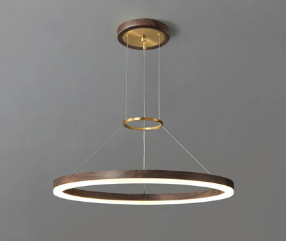 Lustre de plafond en bois massif de noyer noir pour salon