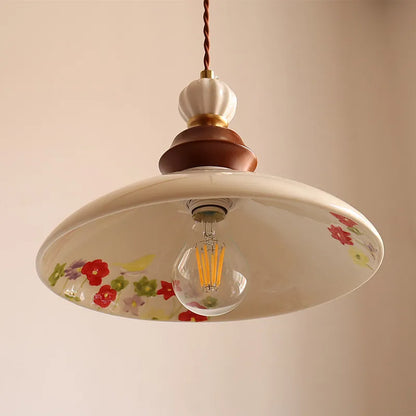 White flower ceramic led pendant light for living room