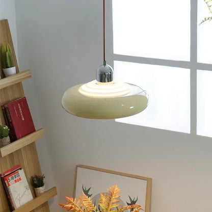Greenish-beige Bauhaus Pendant Light - Modern Suspension | LED, Metal, 90-260V, elegant lighting for minimalist interiors.