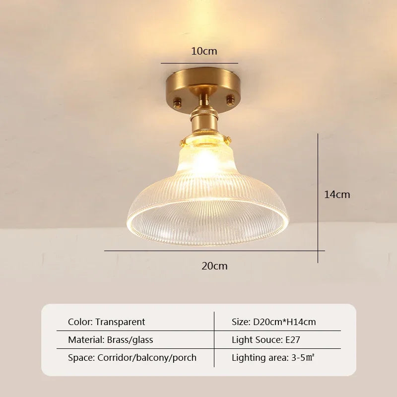 Vintage european clear glass flush ceiling light