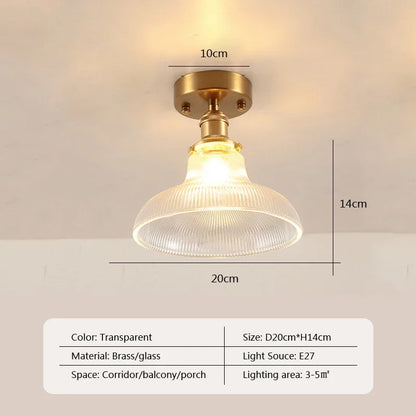 Vintage european clear glass flush ceiling light