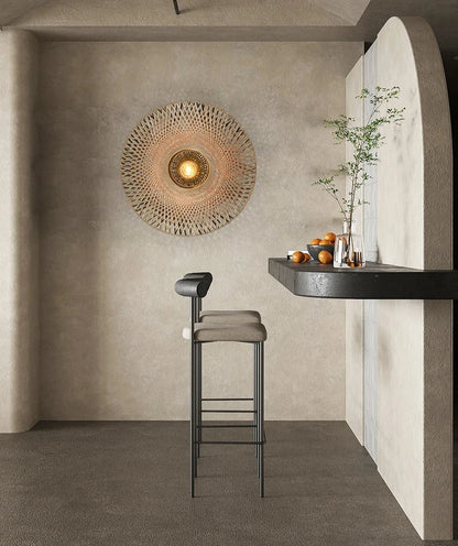 Wabi-sabi zen round wall lamp