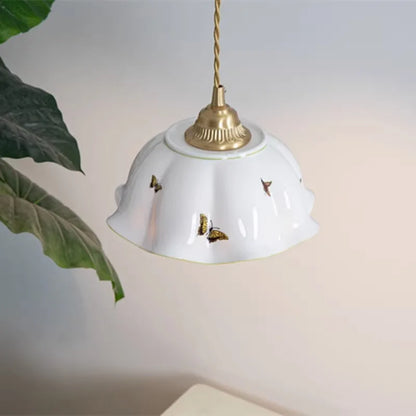 Butterfly keramische koperen LED-hanglamp voor de slaapkamer