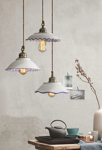 Loft ceramic vintage hanging lamp for cafe and dining