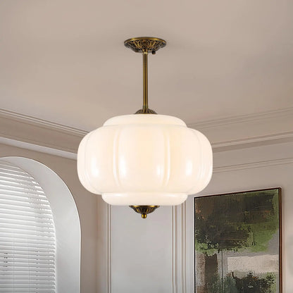 Suspension en verre opalin vert nacré