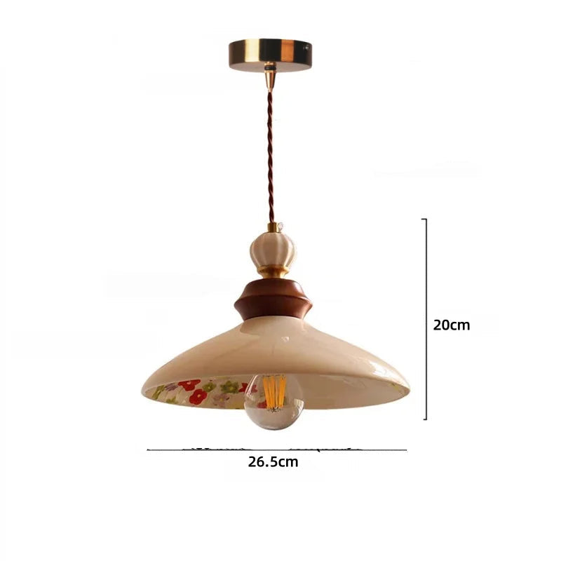 White flower ceramic led pendant light for living room