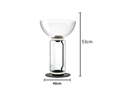 Model C 2-section Italian glass floor lamp – modern minimalist nordic design with 53cm height and wide top glass shade.