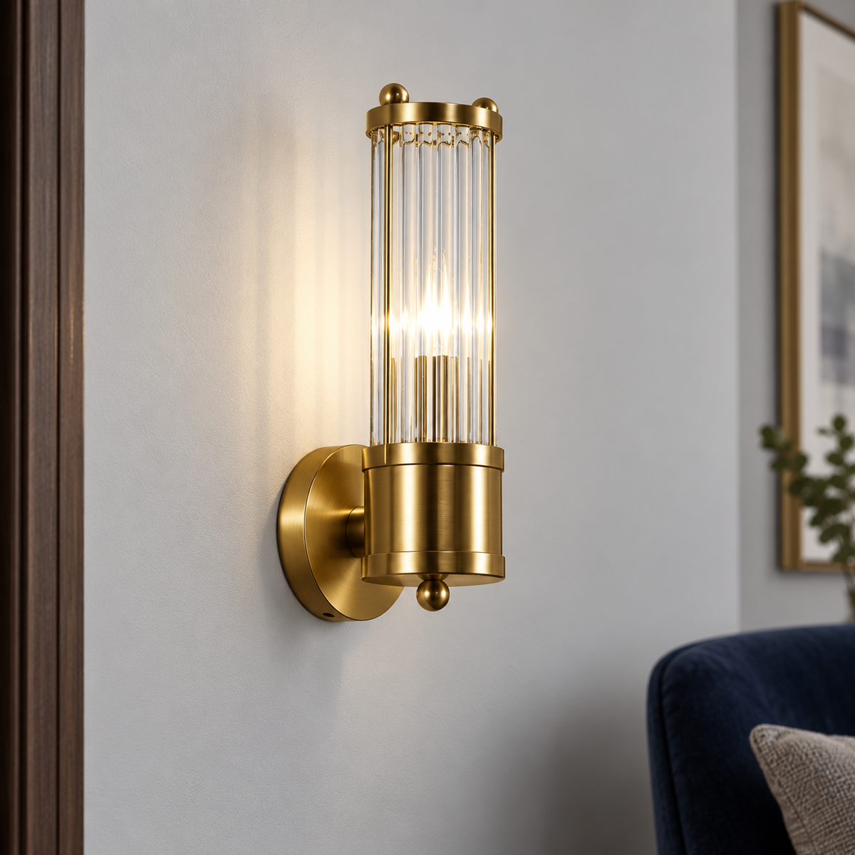 Kristal-messing wandlamp