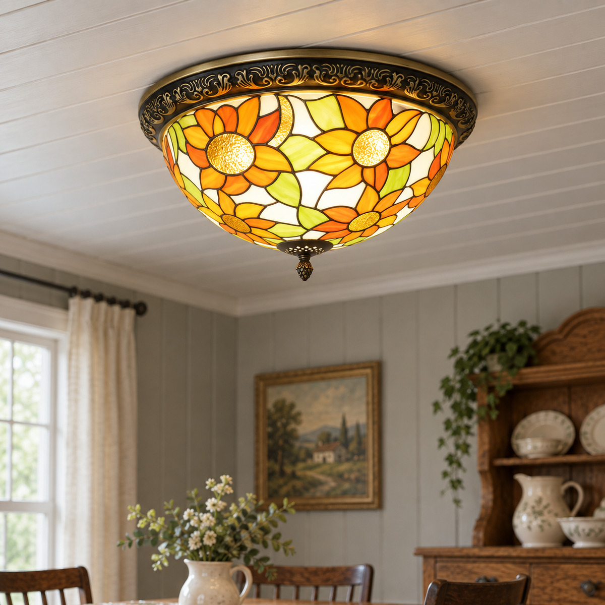 Vintage-Deckenleuchte im Tiffany-Stil – Glas-Einbauleuchte – LuxelyLight