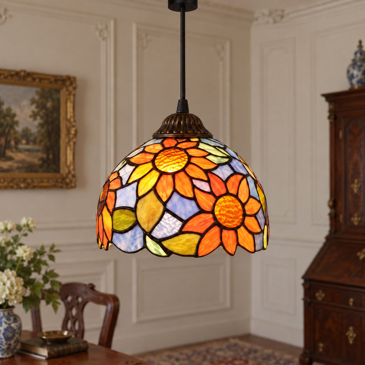 Tiffany-style glass pendant light