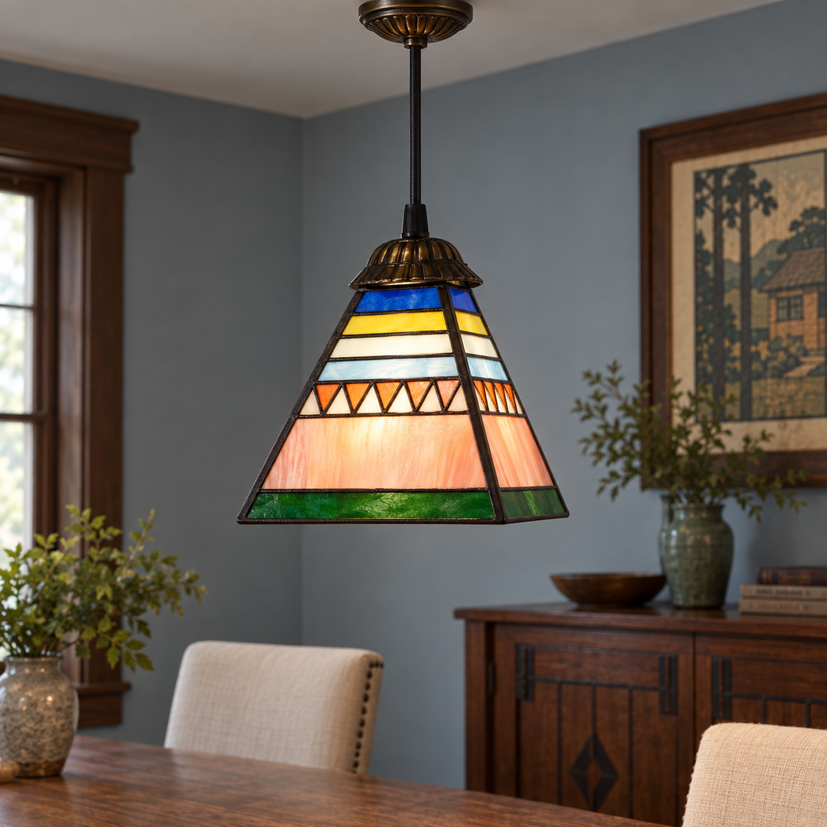 Tiffany-style glass pendant light