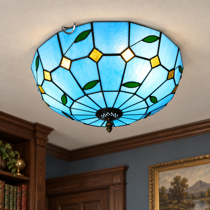 Plafondlamp in Tiffany-stijl met mozaïekglas