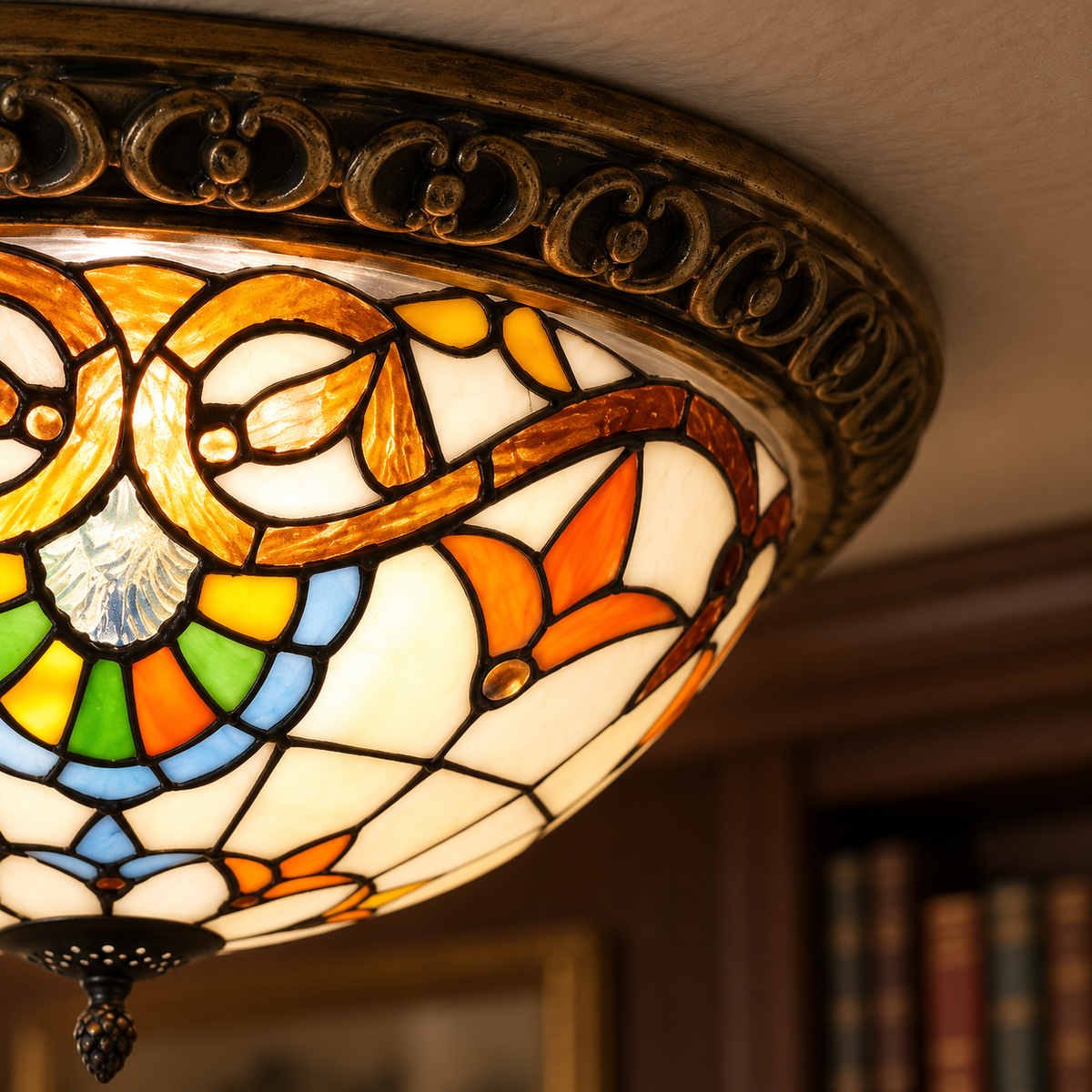 Vintage-Deckenleuchte im Tiffany-Stil – Mosaikglas – LuxelyLight