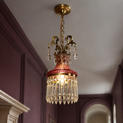 Retro small luxury french crystal pendant light