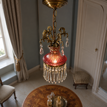 Retro small luxury french crystal pendant light