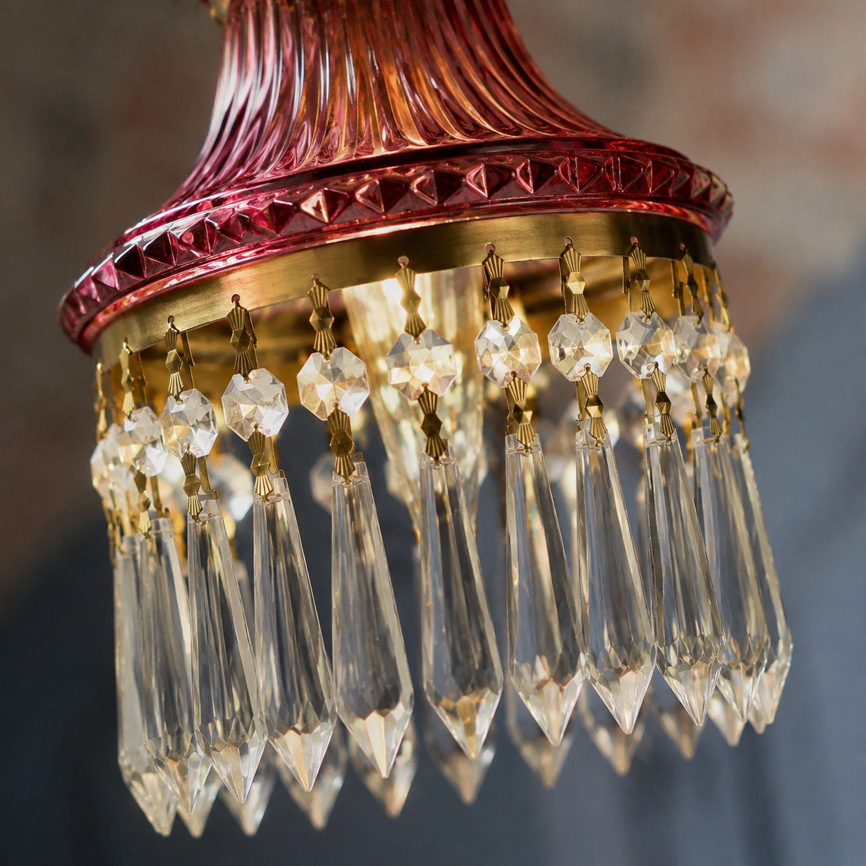 Retro small luxury french crystal pendant light