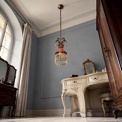 Retro small luxury french crystal pendant light