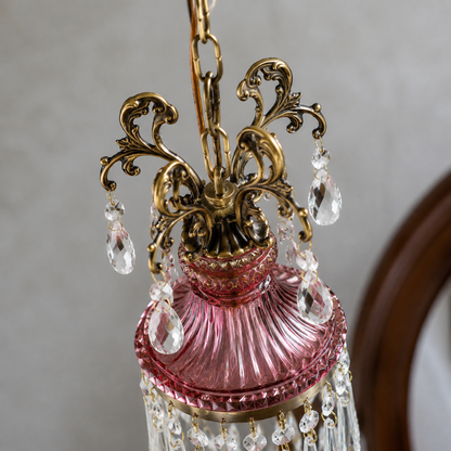 Retro small luxury french crystal pendant light
