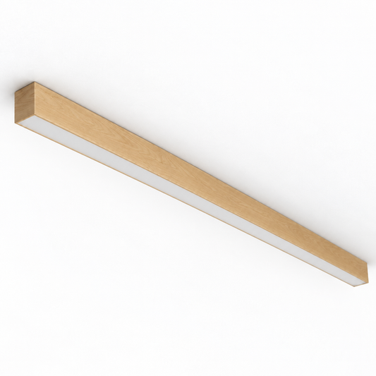 100 cm light blond oak-grain effect ceiling bar light on white