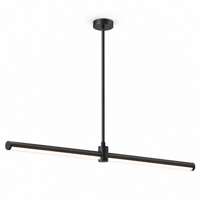 Black 100 cm aluminium pendant with adjustable central stem on white