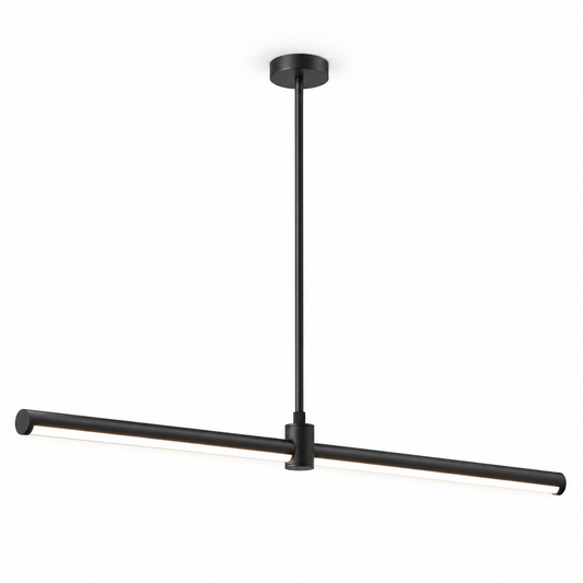 Black 100 cm aluminium pendant with adjustable central stem on white