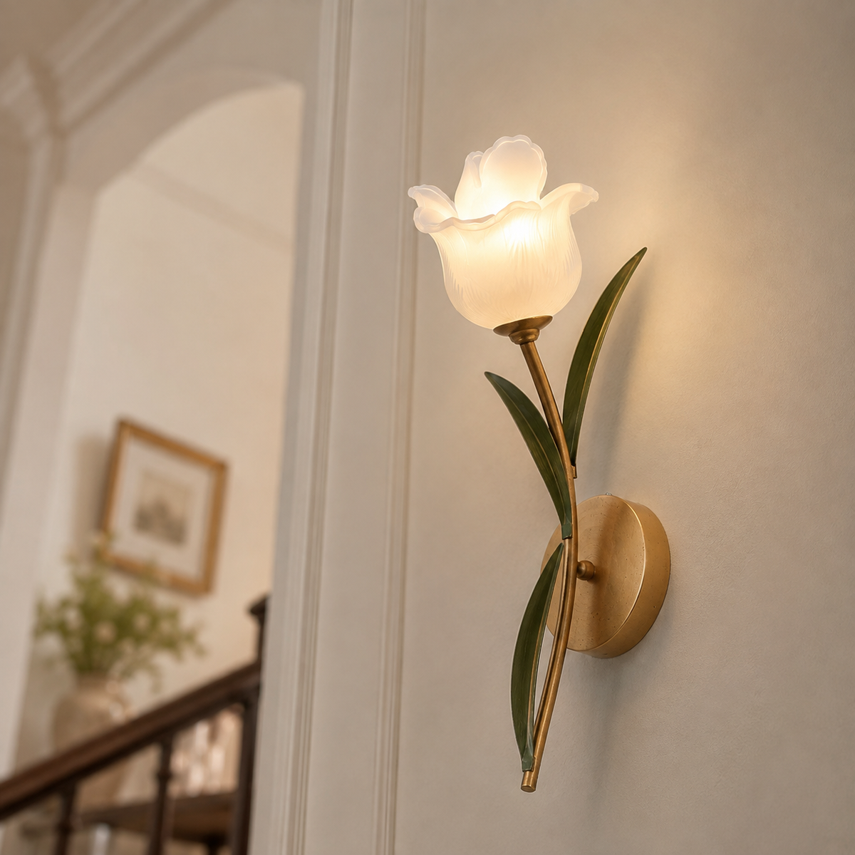 Lámpara de pared de flores retro pastoral francesa