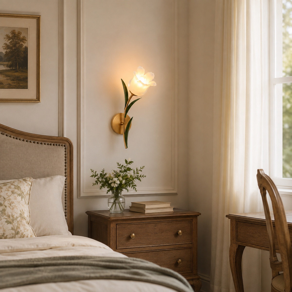 Lámpara de pared de flores retro pastoral francesa