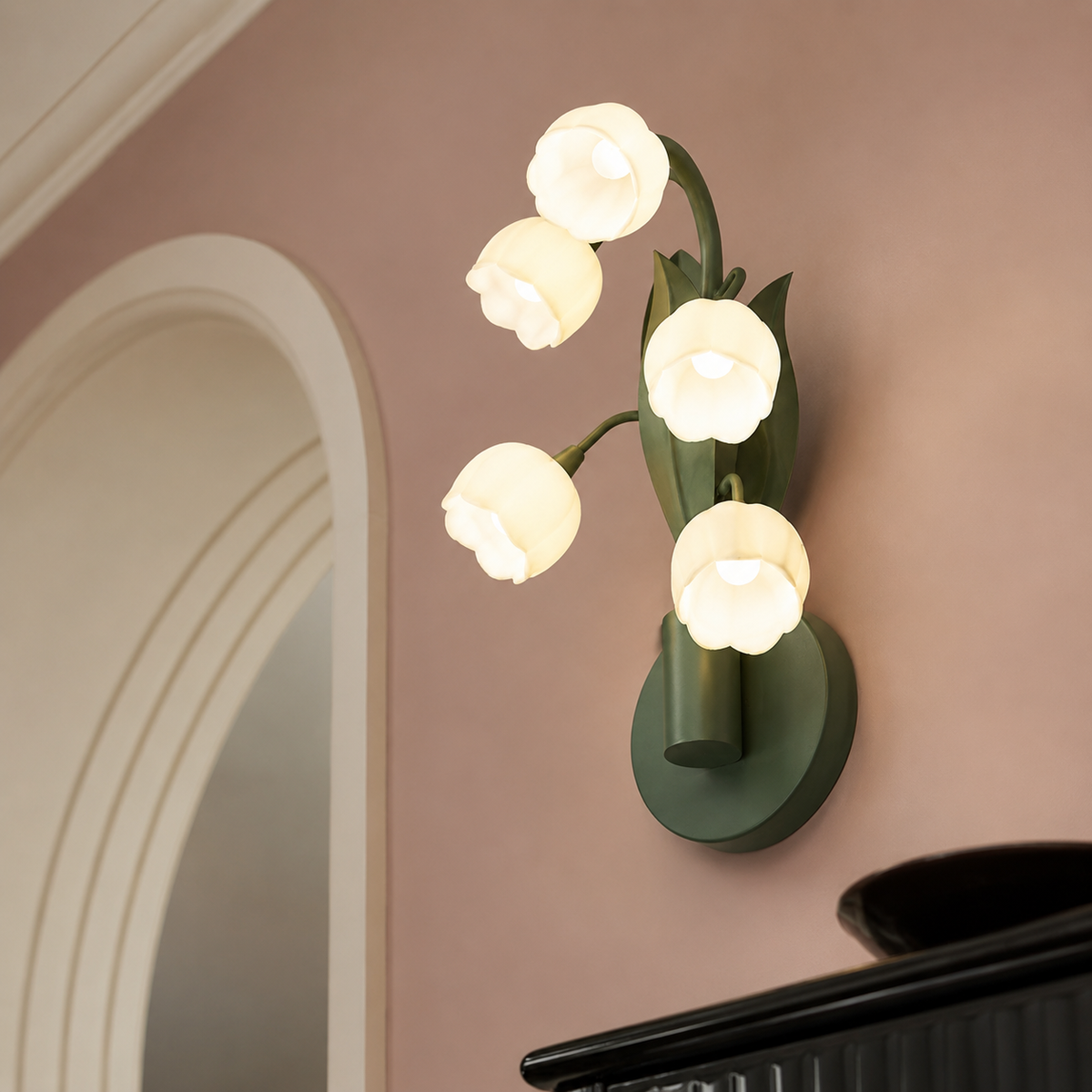 Art deco scandinavische bloemen wandlamp