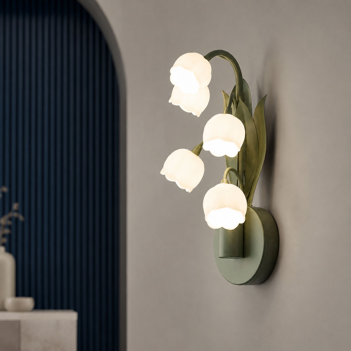 Art deco scandinavische bloemen wandlamp