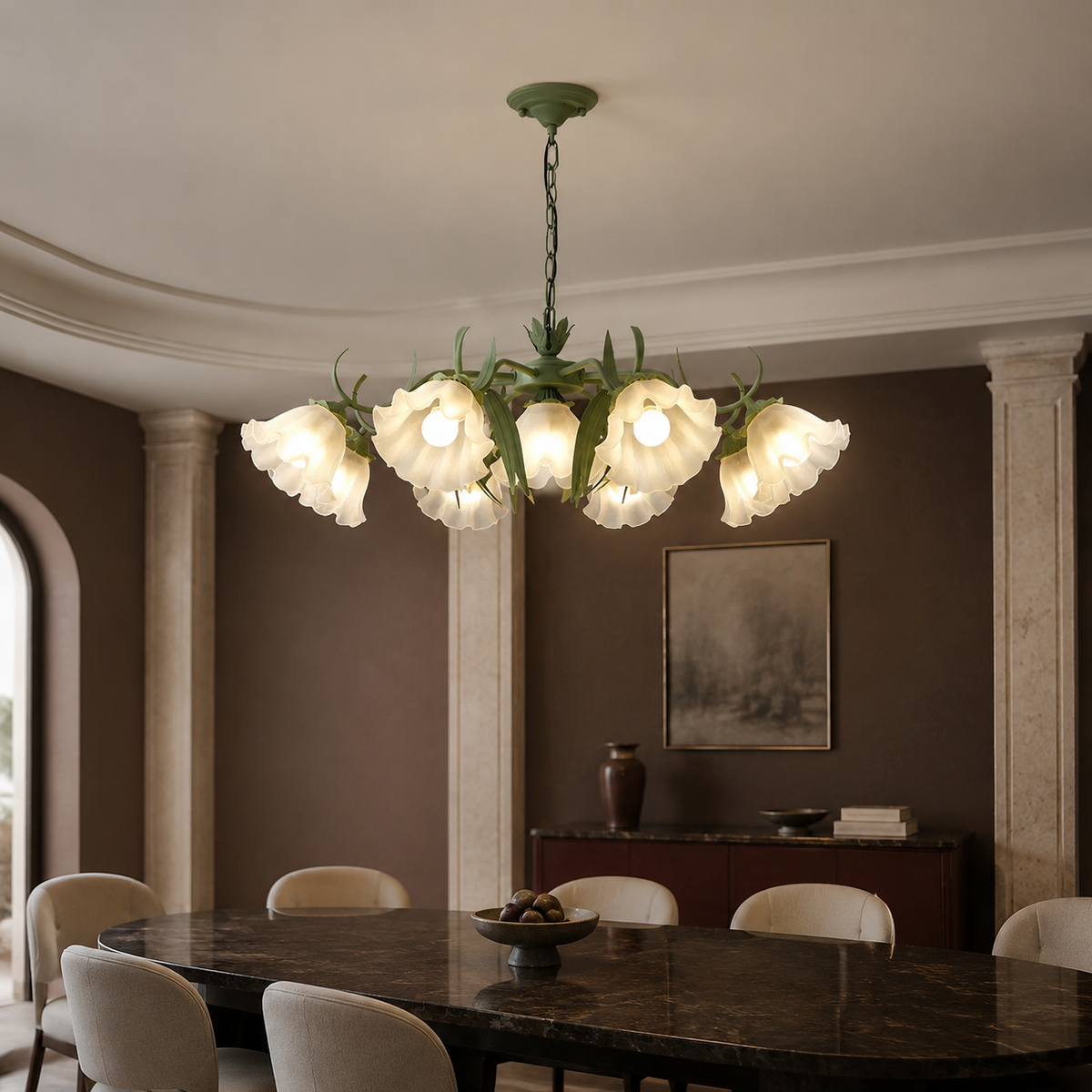 French art deco flower chandelier
