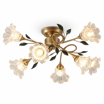 Romantisk taklampa i blommigt glas