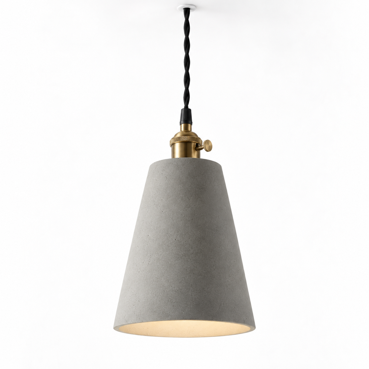 Grey cement-look pendant light in four shade options — cover, tall_cone