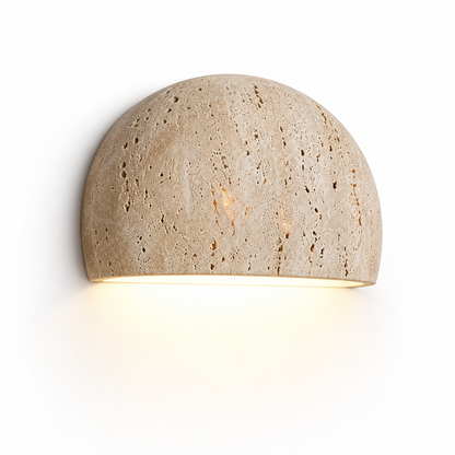 Half-round stone wall light with downward lighting — cover, Beige_down