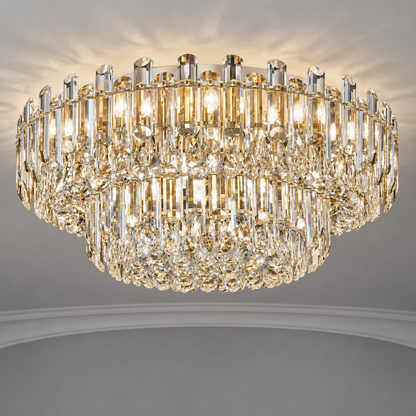 Crystal rod ceiling light with clear or tinted shades — commercial, Clear (Style C) / Diameter 100 cm