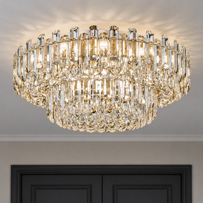 Crystal rod ceiling light with clear or tinted shades — commercial, Clear (Style C) / Diameter 150 cm