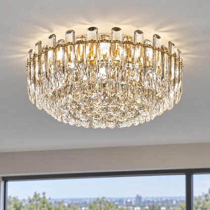 Crystal rod ceiling light with clear or tinted shades — commercial, Clear (Style C) / Diameter 60 cm