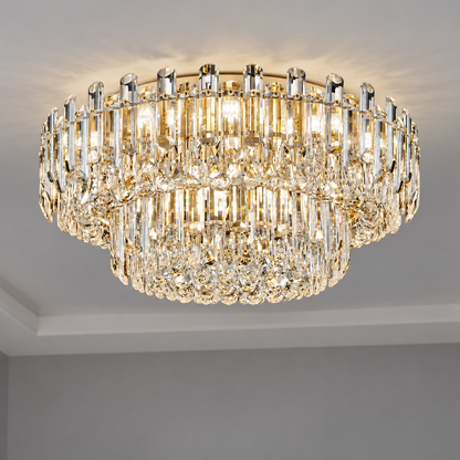 Crystal rod ceiling light with clear or tinted shades — commercial, Clear (Style C) / Diameter 80 cm