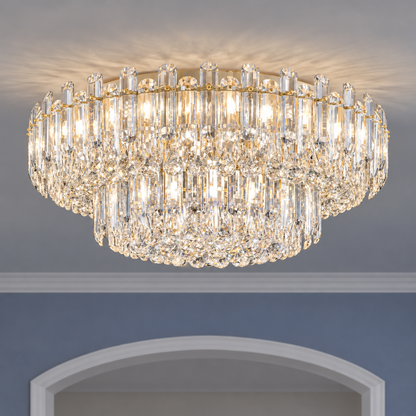 Crystal rod ceiling light with clear or tinted shades — commercial, Clear (Style S) / Diameter 100 cm