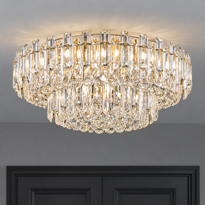Crystal rod ceiling light with clear or tinted shades — commercial, Clear (Style S) / Diameter 150 cm
