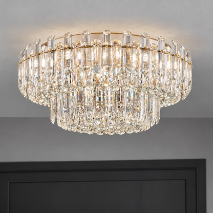 Crystal rod ceiling light with clear or tinted shades — commercial, Clear (Style S) / Diameter 80 cm