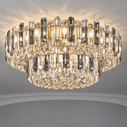 Crystal rod ceiling light with clear or tinted shades — commercial, Grey and clear (Style C) / Diameter 100 cm