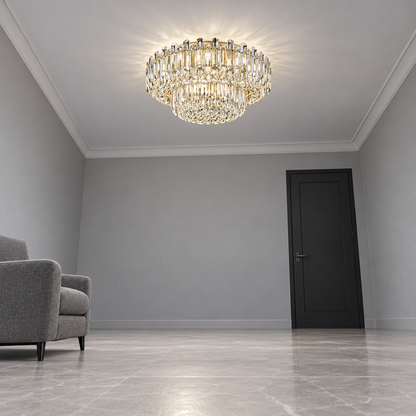 Crystal rod ceiling light with clear or tinted shades — under distance, Clear (Style C) / Diameter 80 cm
