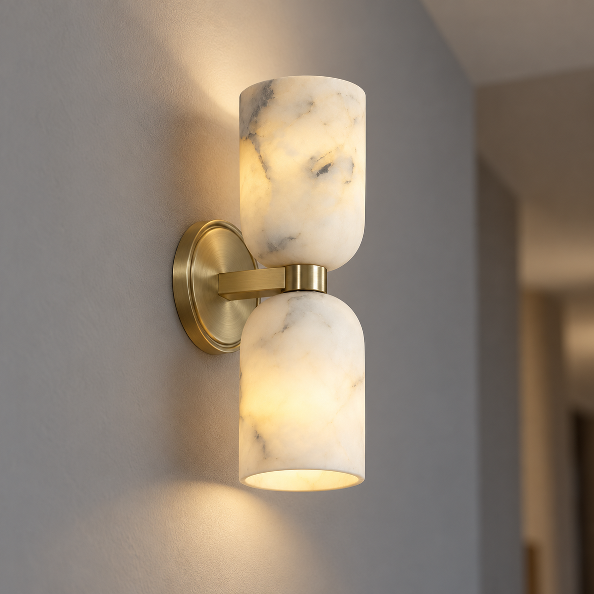 Double cylinder marble wall light — commercial, beige_grey_small34