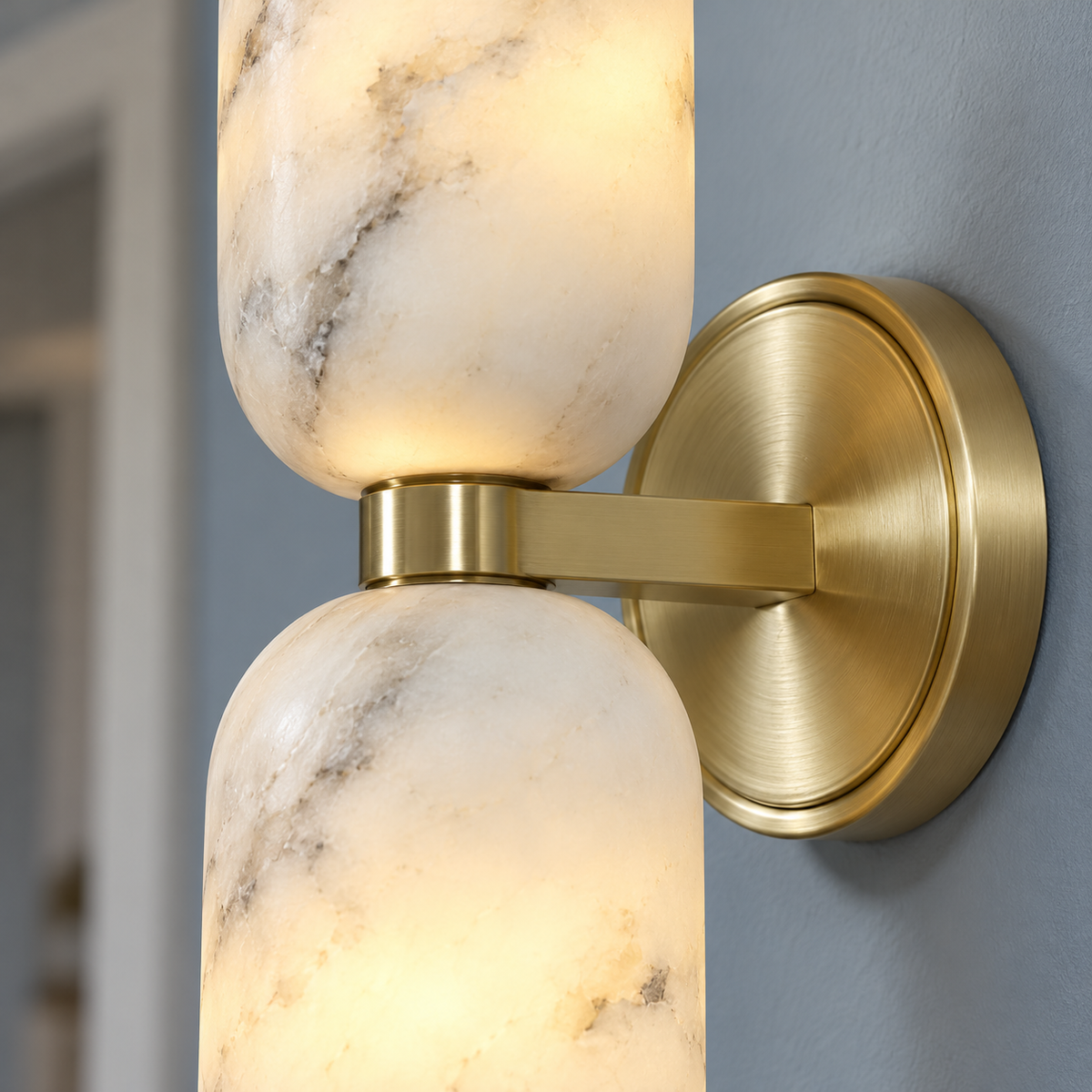 Double cylinder marble wall light — detail, beige_grey_small34