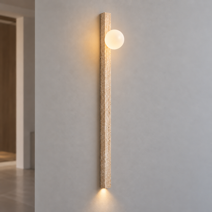 Long travertine wall light in two styles — commercial, globe_120