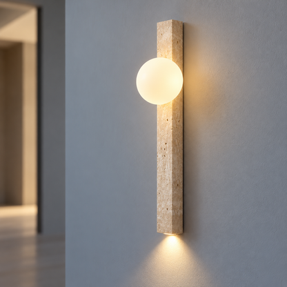 Long travertine wall light in two styles — commercial, globe_60