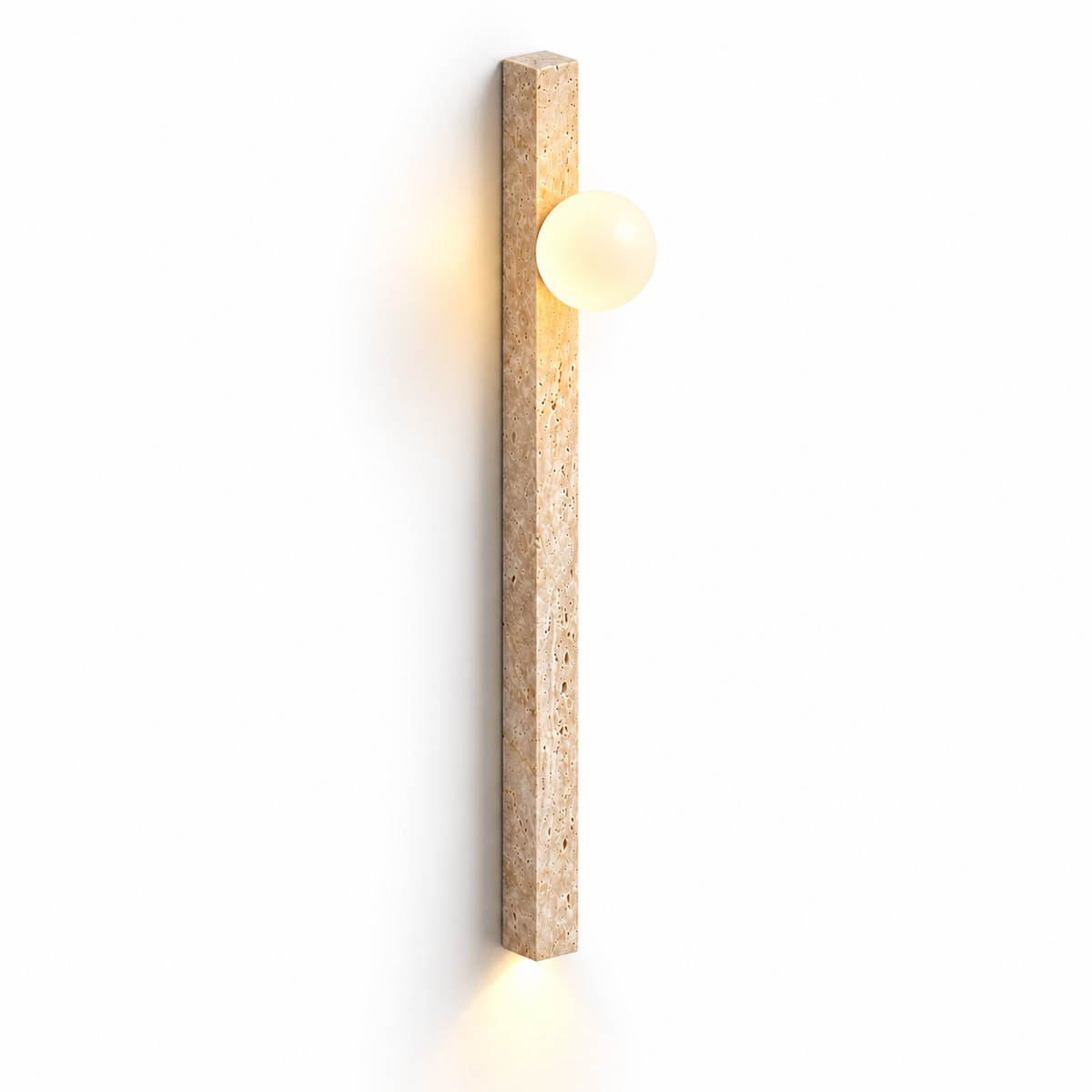 Long travertine wall light in two styles — cover, globe_90