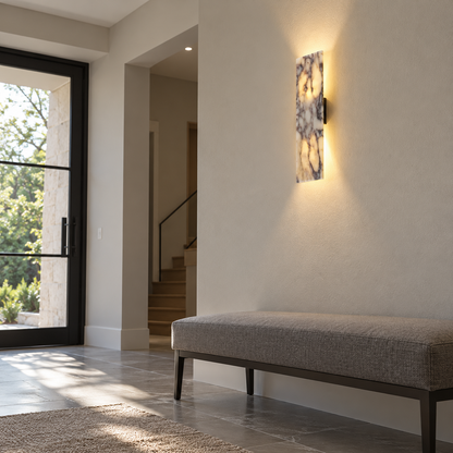 Veined stone wall bar light, 32 cm — under distance, pale_veined_32cm