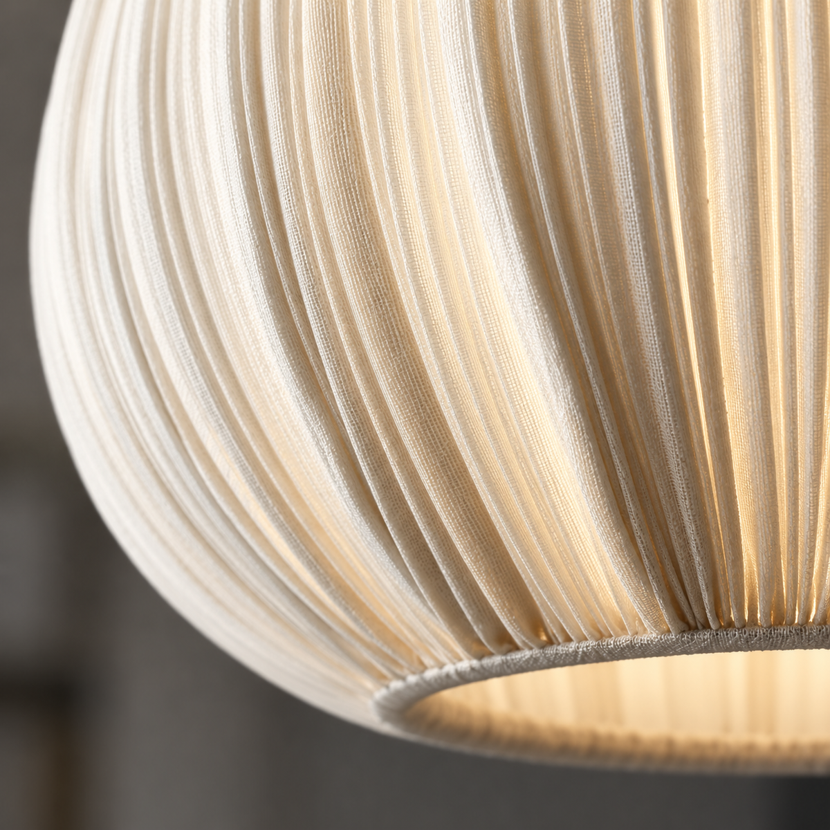 Pleated fabric pumpkin pendant in single or grouped styles — detail, triple_teardrop