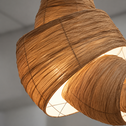 Croissant-shaped fabric pendant light — detail, coffee